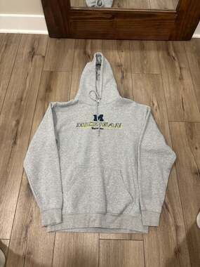 Vintage University of Michigan Wolverines Embroidered Grey Hoodie